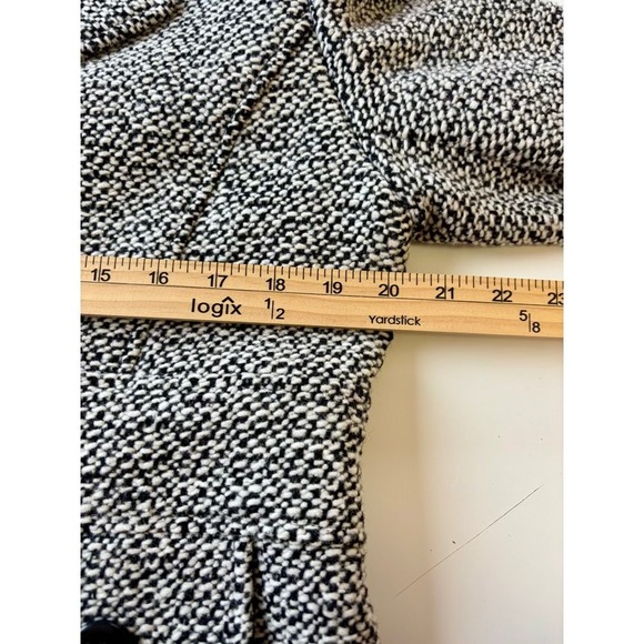 Giacca Women's Black White Tweed Wool Blend Coat XL Academia Professor Preppy - Picture 7 of 10